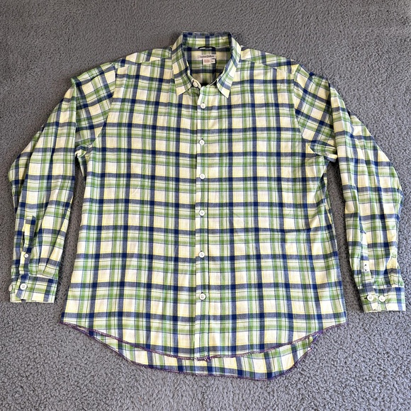 Carbon 2‎ Cobalt Shirt Men's Large Multicolored Plaid Button Up Cotton Preppy - Picture 1 of 10